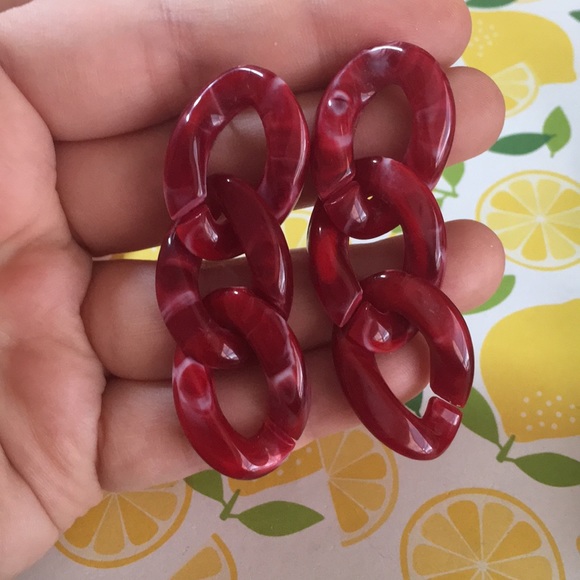 🍊 NWT Acrylic Stone Chain Resin Drop Earrings - Picture 4 of 13